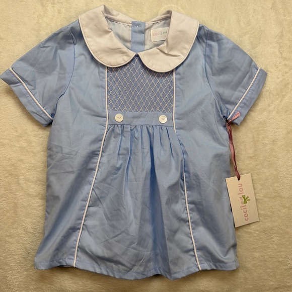 Cecil & Lou Other - Cecil & Lou Smocked Dress Blue White Peter Pan Collar Girls 5T Boutique‎